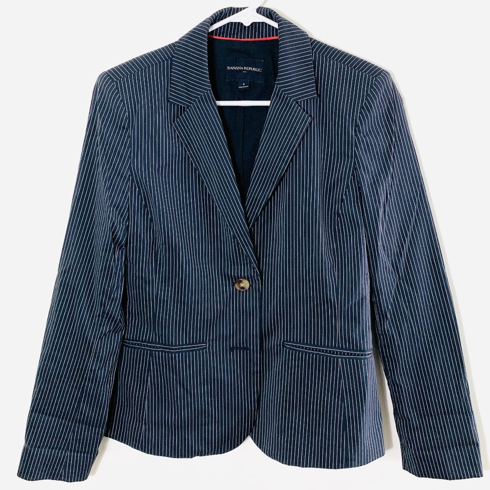 Banana Republic Blue White Pinstripe Blazer